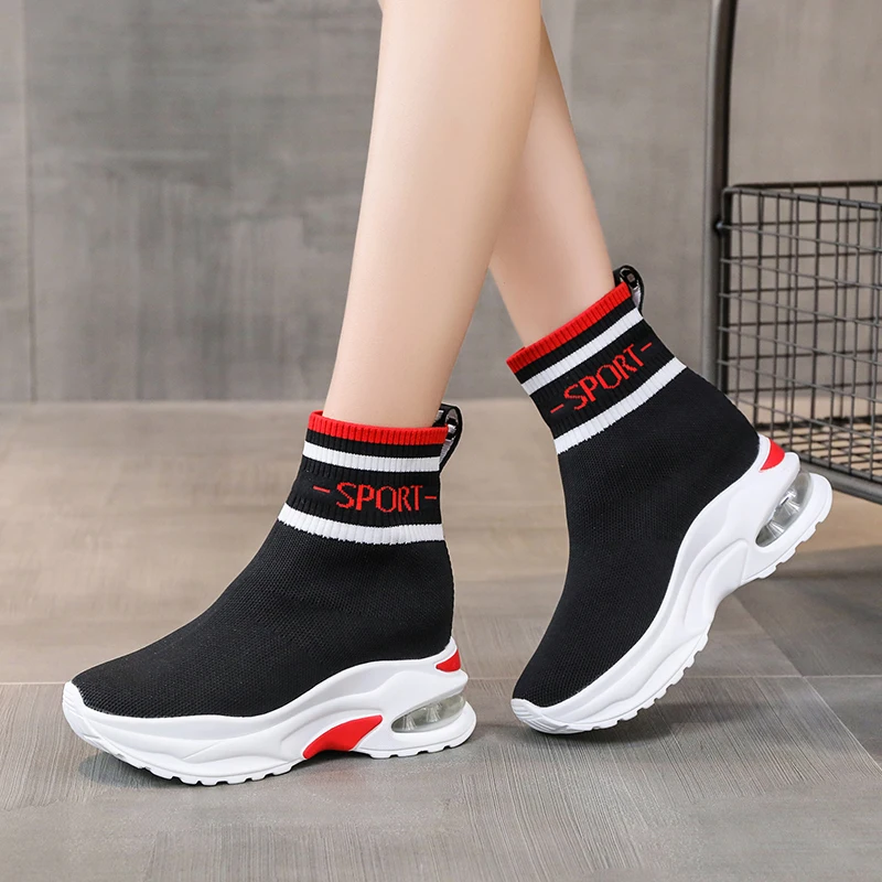 Sneakers Women Women Walking Shoes Comfortable Breathable Casual Sock Shoes Air Cushion Increasing Height Zapatos Para Caminar