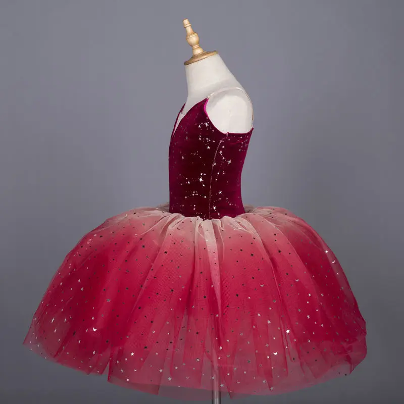 Ruoru Blingbing สีแดงสีสาวชุดเด็กเครื่องแต่งกายบัลเล่ต์ชุดกระโปรง Tutu สายรัดปรับ Ballerina ชุด Leotard