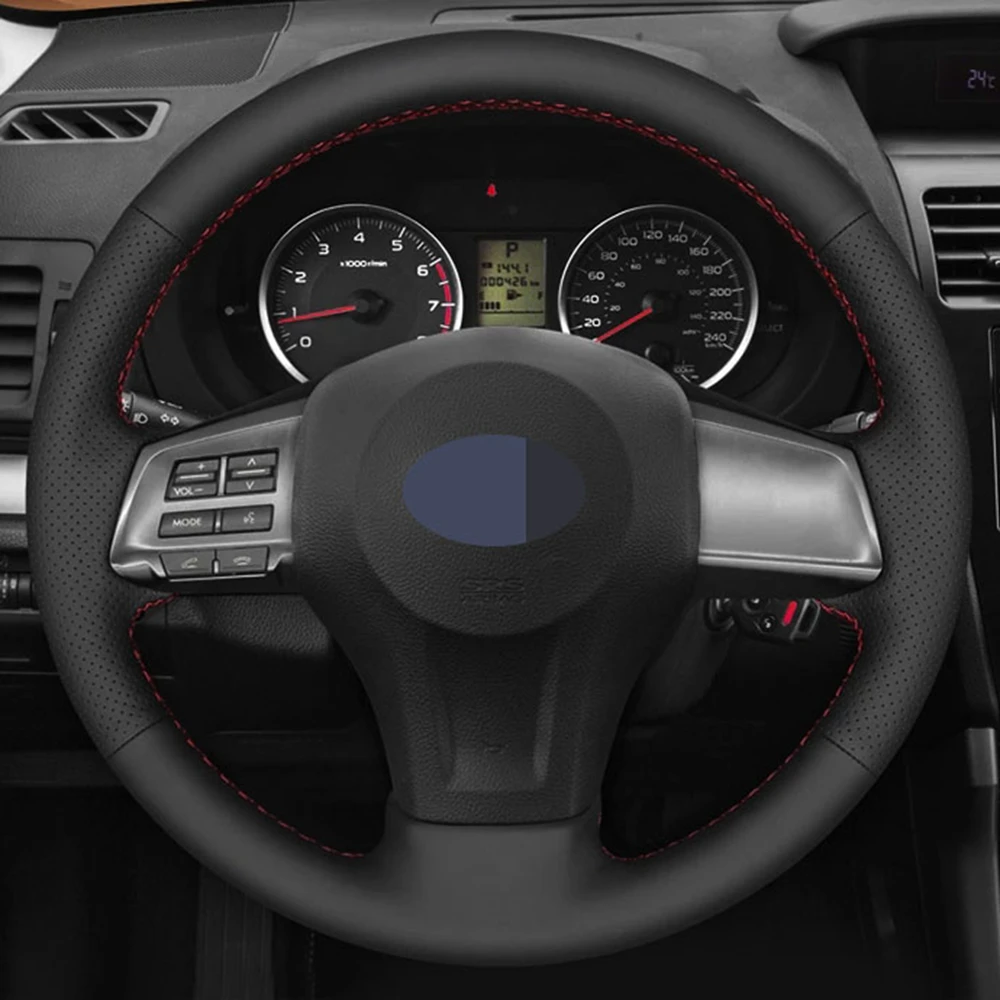 DIY Black Faux Leather Car Steering Wheel Cover For Subaru Forester Impreza Legacy Outback 2012-2014 XV Crosstrek 2013 2014 2015