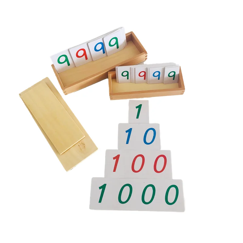 Montessori Math Speelgoed Voor Kinderen Pvc Nummer Kaarten 1-9000 Met Houten Doos Wiskunde Educatieve Apparatuur Homeschool Voorschoolse