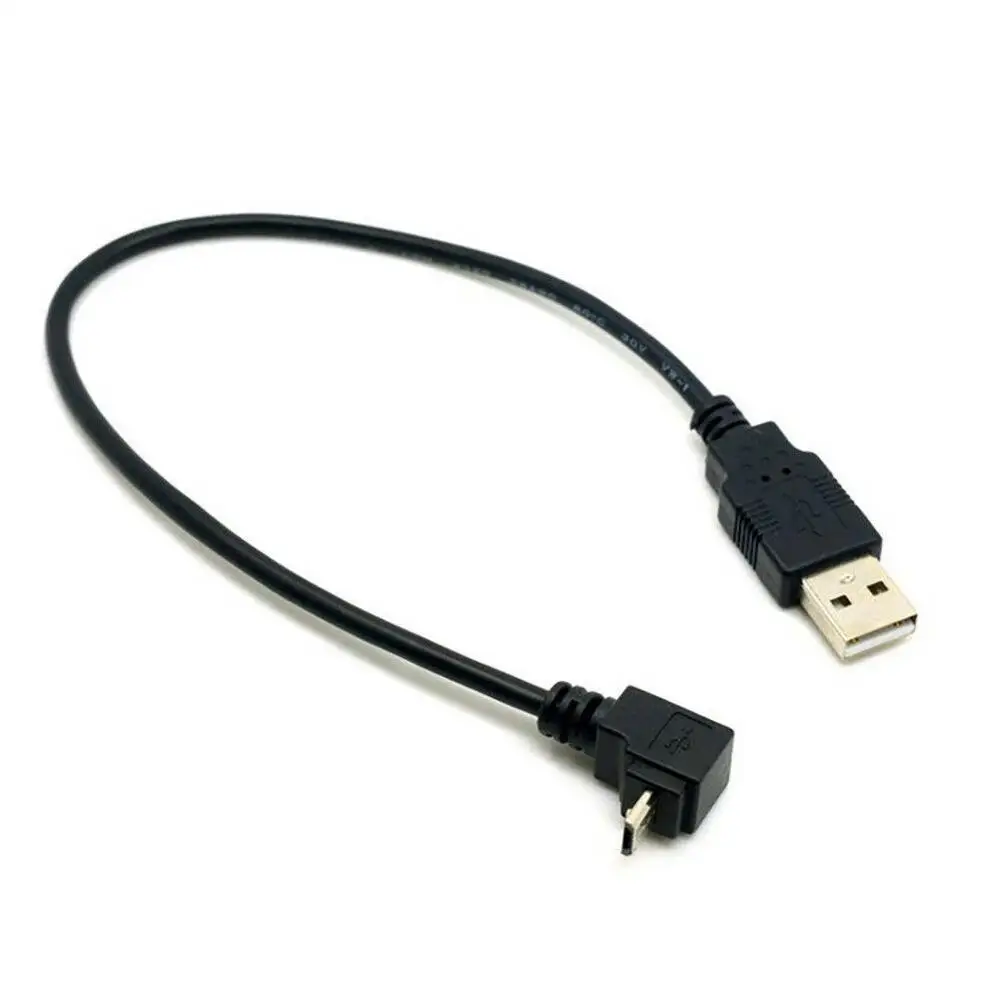 1PC 27cm Right Angle USB 2.0 Male to 90 Degree Left Micro Converter Pin USB Cable Connector Male Adapter 5 Cord Angle F0N3