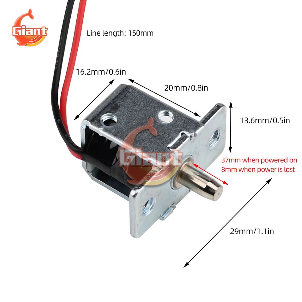 DC 12V Mini Cant Or Long Upper Cover Electromagnetic Lock Electric Bolt Small Electric Control Cabinet Door Drawer Switch Lock