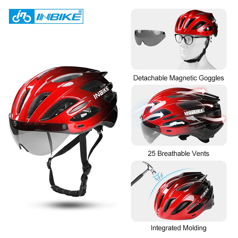 INBIKE Light Bicycle Helmet Safe Hat For Men Women Ultralight MTB Bike Helmet with Taillight Sport Riding Cycling Helmet IH19301