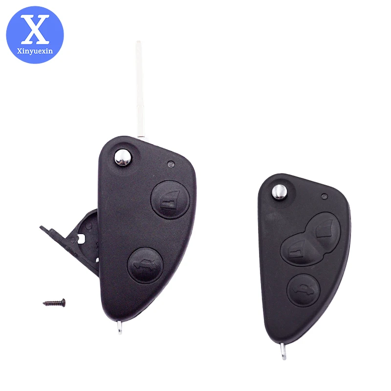 Xinyuexin 2 Button 3 Button Key Shell Car Flip Remote Key Shell Fob Uncut SIP22 Blade for Alfa Romeo 147 156 166 GT Car Key