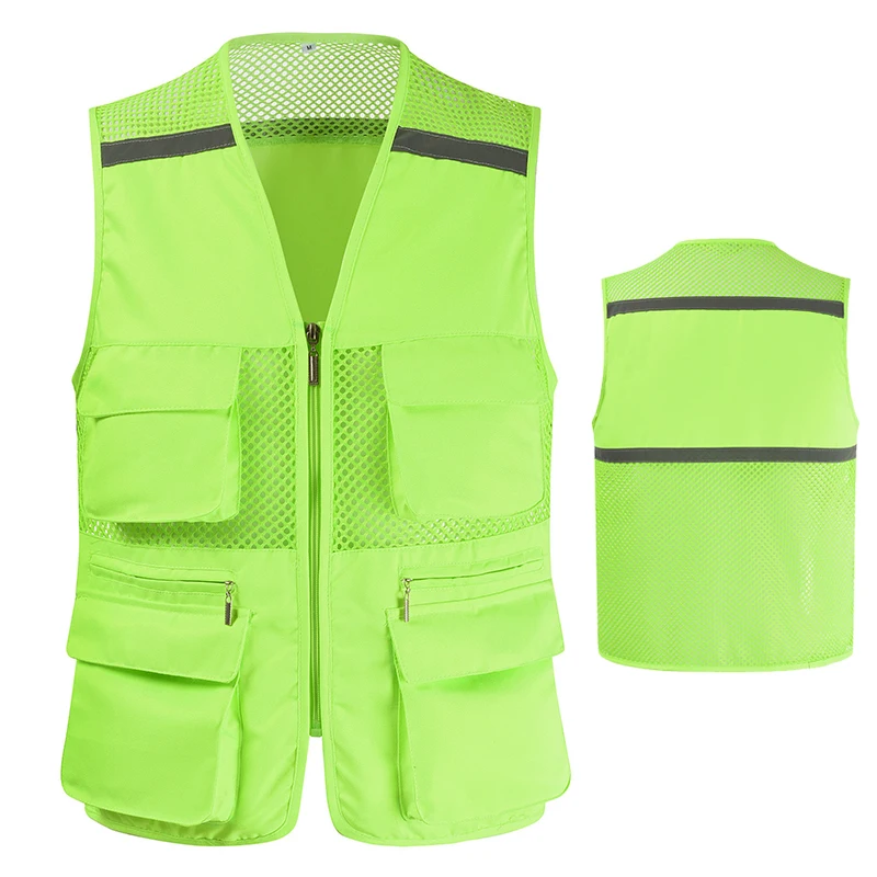 

Hi Vis Mesh Vest For Men Working Clothes Multi Pockets Waistcoat Workwear