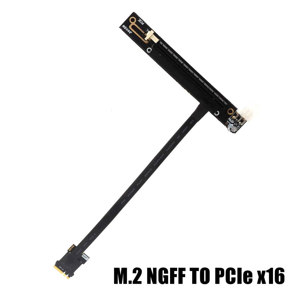 PCI-E NGFF M.2 A/E Key to PCIe 3.0 X16 Extension Extender Cable Angled PCI Express X1 X4 X8 X16 with 6pin Power Adapter