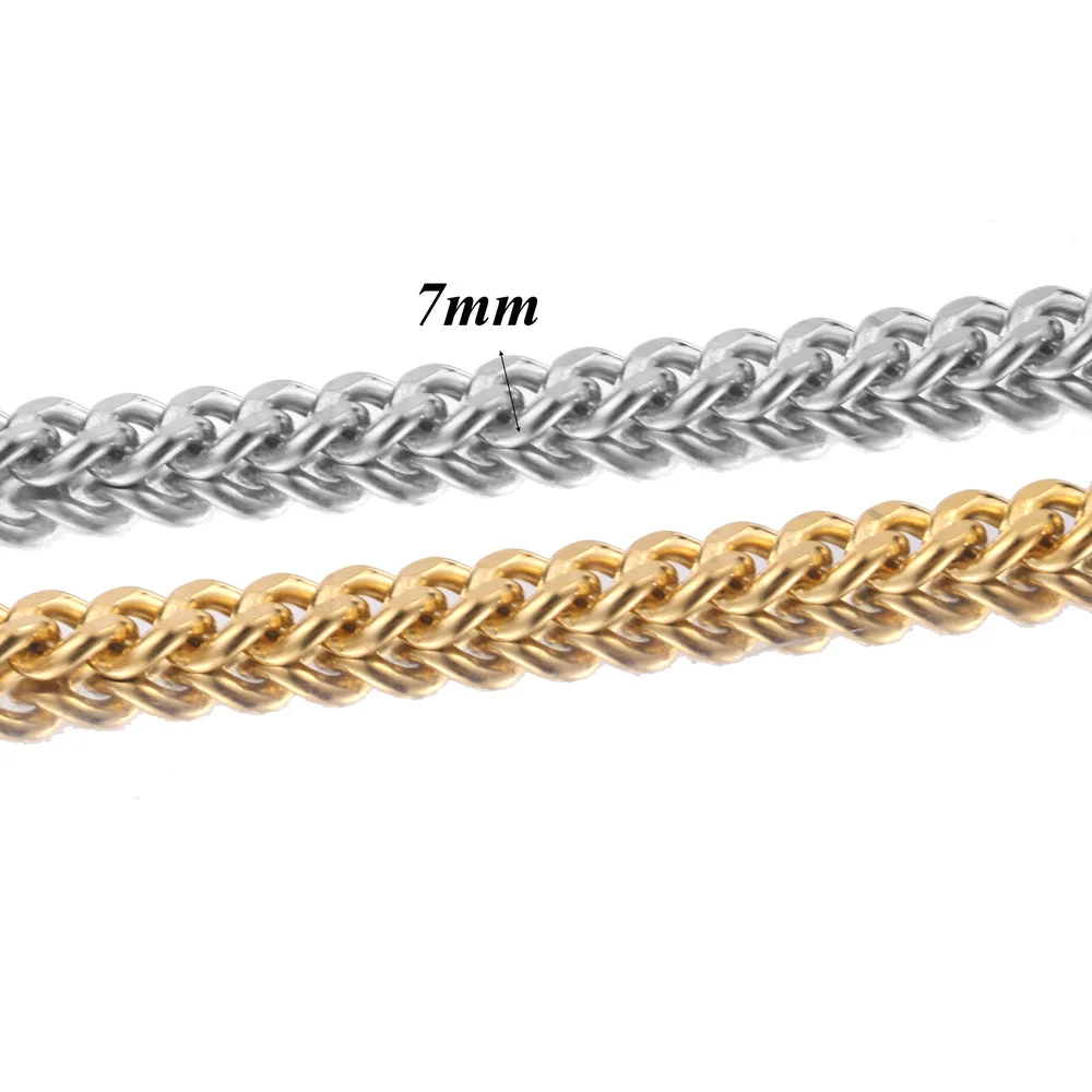 2M Width 7mm Gold Tone Heavy Miami Cuban Stainless Steel Figaro Mill Chain for DIY Jewelry Necklace Bracelet Making Wholesale