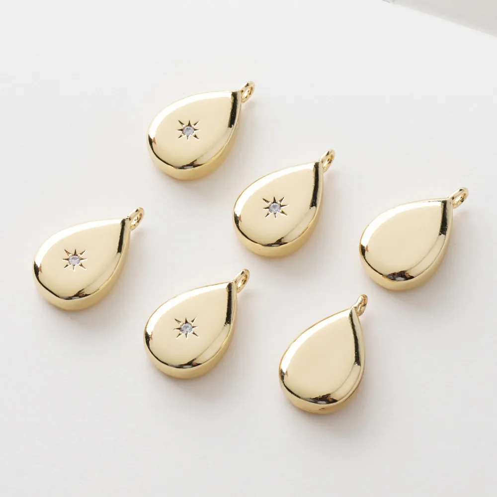 2pcs 14K Gold Plated Rectangular Findings For Jewelry Making Pendant Earrings Supplies with Water Drop Core