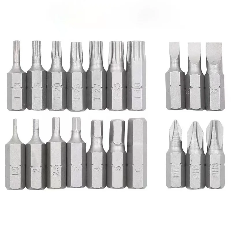 3pcs 25mm Screwdriver Bits Set 1/4 Inch Hex Shank CR-V Electric Screw Drill Bit T10-T40,H2-H6,SL4-SL6,PH1-PH3,PZ1-PZ3