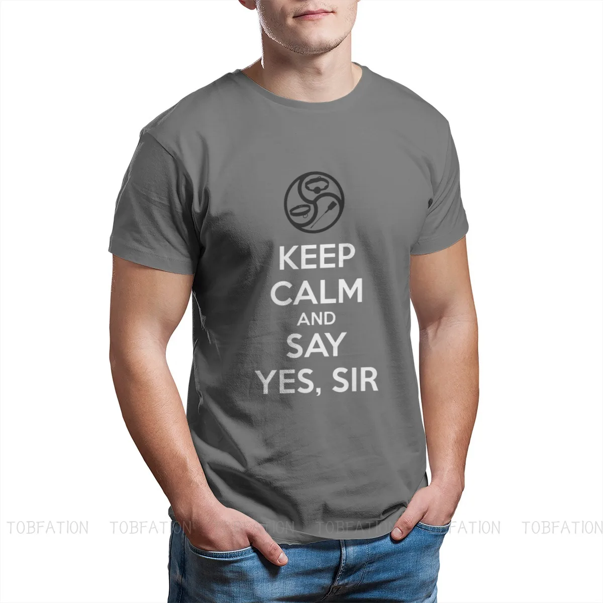 뉴 여름은 침착하고 Yes Sir BDSM Kink Dom sub T-Shirt Cotton Sexy Sub Ofertas 반팔 남성용