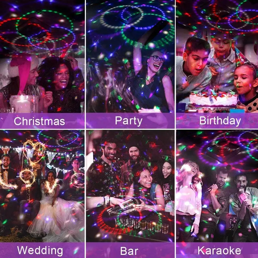 Wireless Disco Ball Party Lights Bluetooth Speaker 9 Colors TF Card MP3 Player Sound Activated LED DJ Lamp Wedding Party Bar KTV