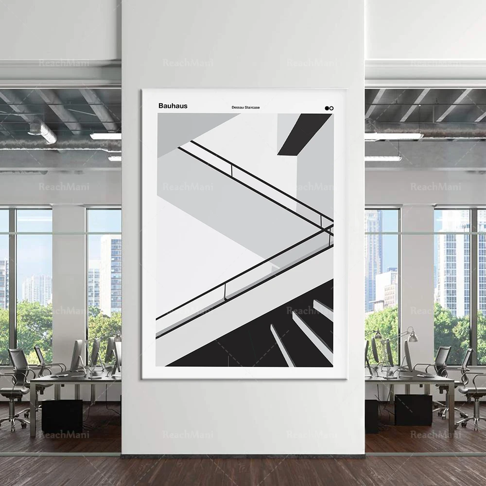 Affiche de l’escalier du Bauhaus, Dessau, Bauhaus Print, Walter Gropius, Bauhaus art