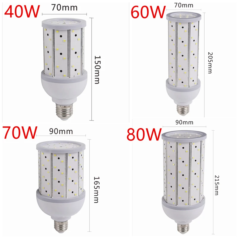 NEW 1pcs/lot Super highlight 40W 60W 70W 80W Light Bulb B22 E26 E27 E39 E40 LED Lamp LED Bulb 220V/AC Corn Bulb Light Bulb