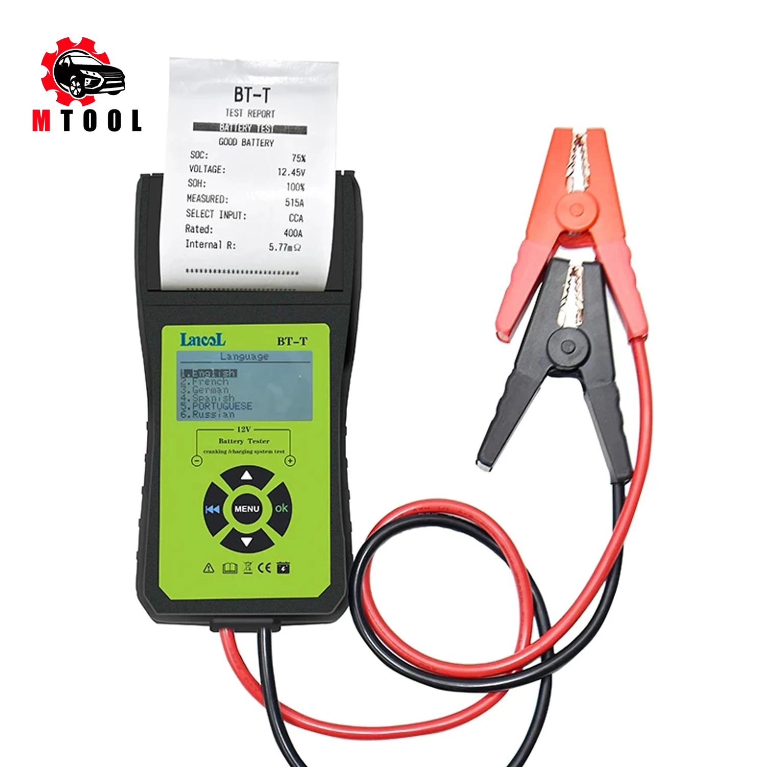 New arrival BT-T Battery Tester Car Batteries Measure Tool with Printer Multilanguage Automotive Power System Diagnostic Meter