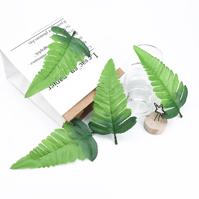 20 Pieces Artificial Plants for Wedding Home Decoration Silk Fern Leaf Needlework Bridal Accessories Clearance Plastic Leaves