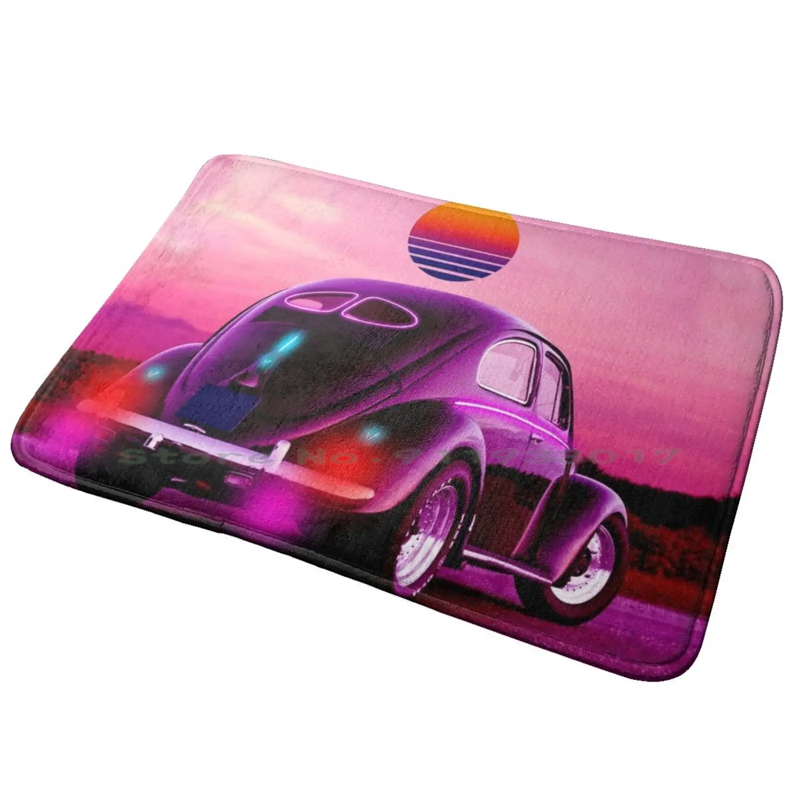 Synthwave 80s-Retrowave-- Retro Future-Neon Art Entrance Door Mat Bath Mat Rug Crankdat Dollars For A Few Dollars More Dollar