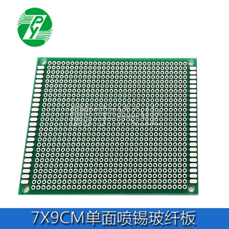 7x9 cm único lado spray estanho 1.6 grosso 2.54-espaçamento placa universal buraco pcb