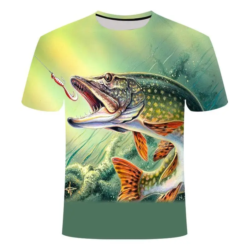 2021 new fishing t shirt style casual Digital fish 3D Print t-shirt Men Women tshirt Summer Short Sleeve O-neck Tops&Tees110-6xl