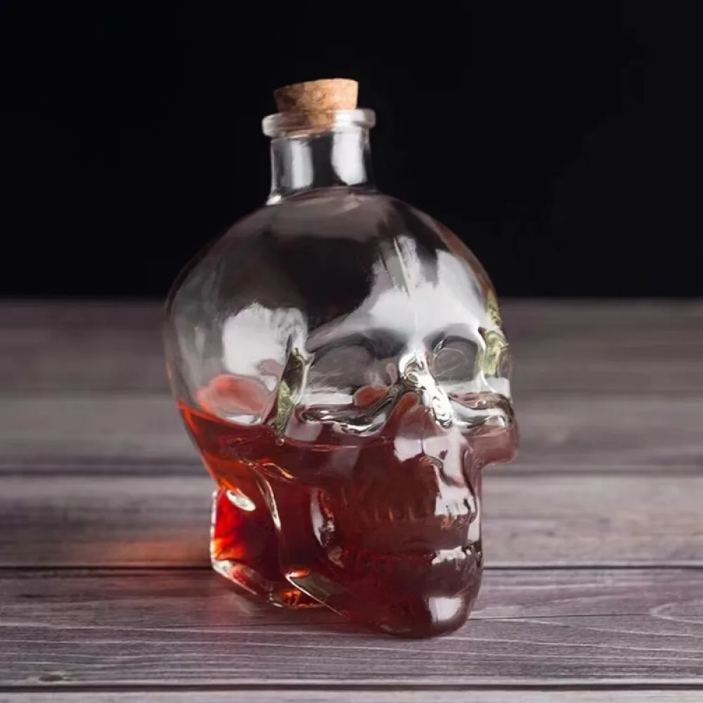 Lead-Free Glass Creative Skull Wine Glass Storage Bottle Juice Bottle Cocktail Glasses Skull Storage Bottle