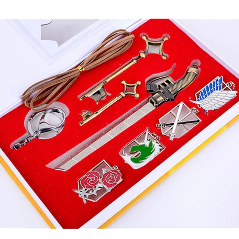Japan Anime Attack on Titan Toys Set Levi Rivaille Mikasa Ackerman Weapons Sword Props Collection Toys