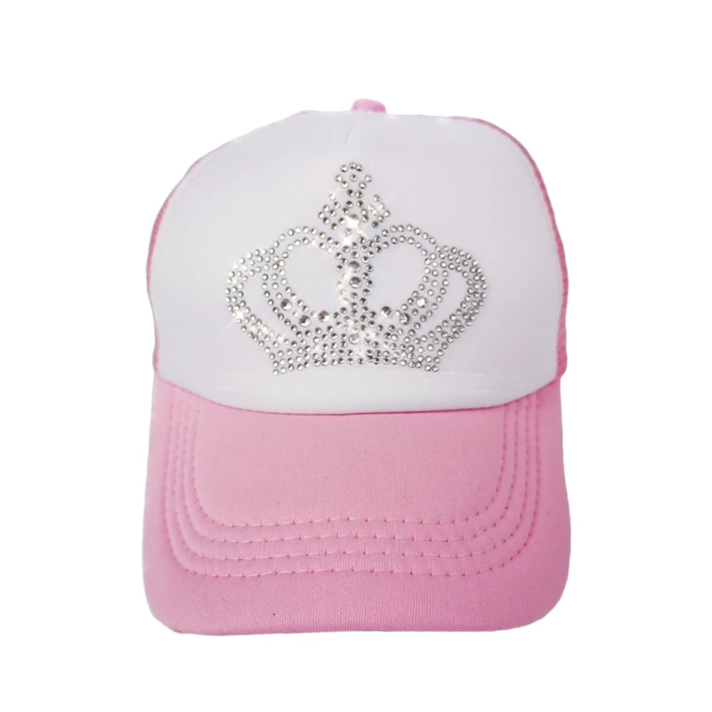 baby girl hat cap  crown diamond embroidery accessories 2-8 years baseball cap summer sun truck hat girls kid cap for children