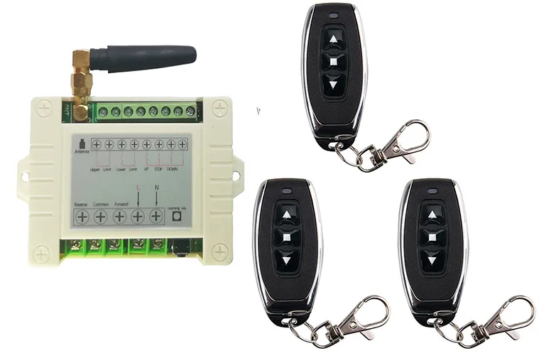 433mhz RF 220V electric door/curtain/shutters limit wireless radio remote control switch for forward and reverse motors