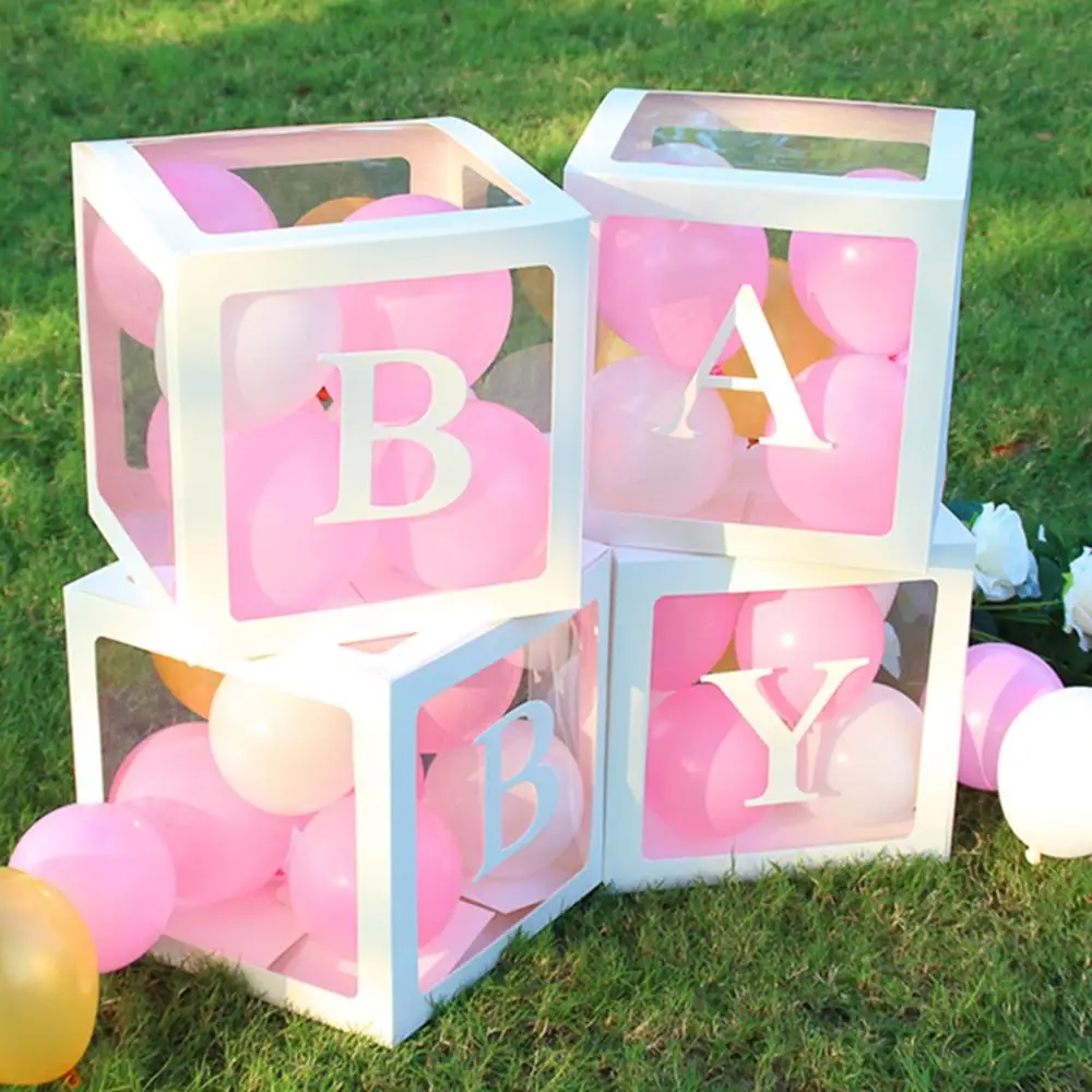 Transparent Baby Shower Box Boy Girl Birthday Decor 1st One First Birthday Wedding Party Decor Christening Babyshower Supplies