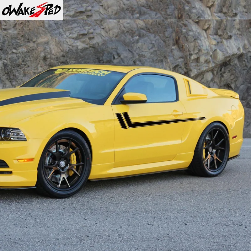

Для Ford Mustang GT500 GT350 GT 1 комплект автомобильных наклеек с обеих сторон, пленка для авто, виниловый декор, виниловые наклейки в полоску, стильные аксессуары для тюнинга