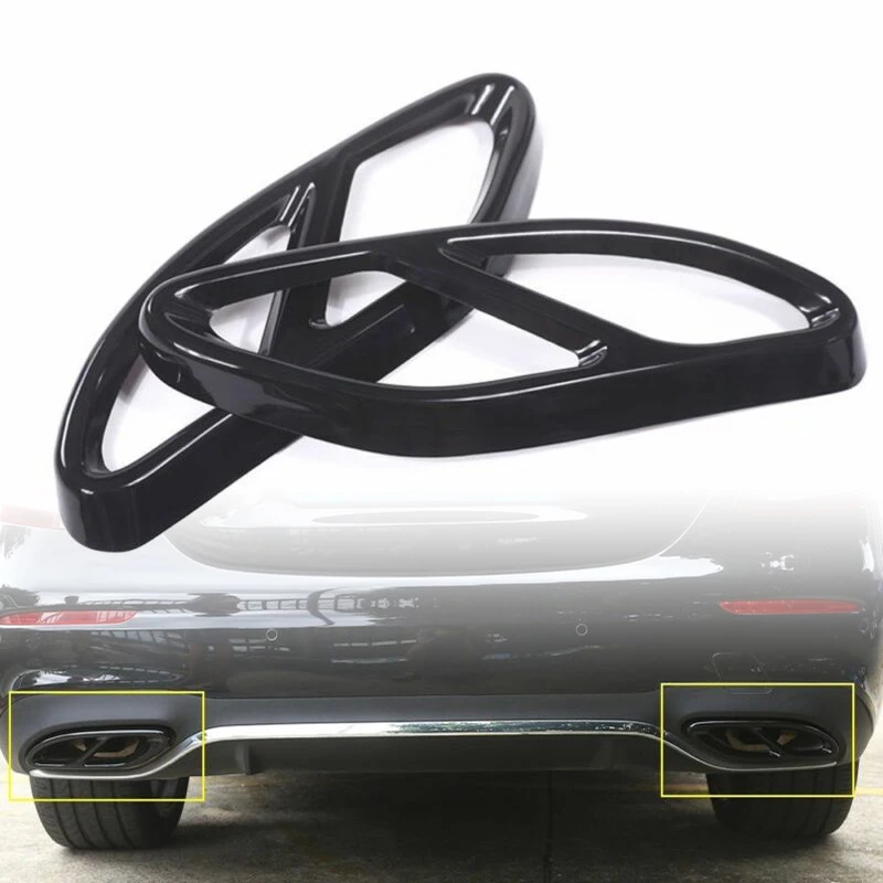 Black Car Rear Exhaust Muffler Cover Sticker Molding For Mercedes-Benz CLA Class C117 2016 2x Exhaust Muffler Cover Trim