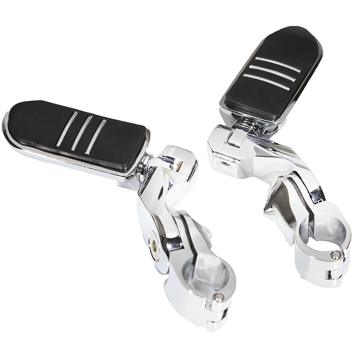 32mm Short Chrome Highway Bar Clamp Mount Angled Engine Guards Footpeg Kits For Harley Street Glide Sportster Dyna XL 883 1200