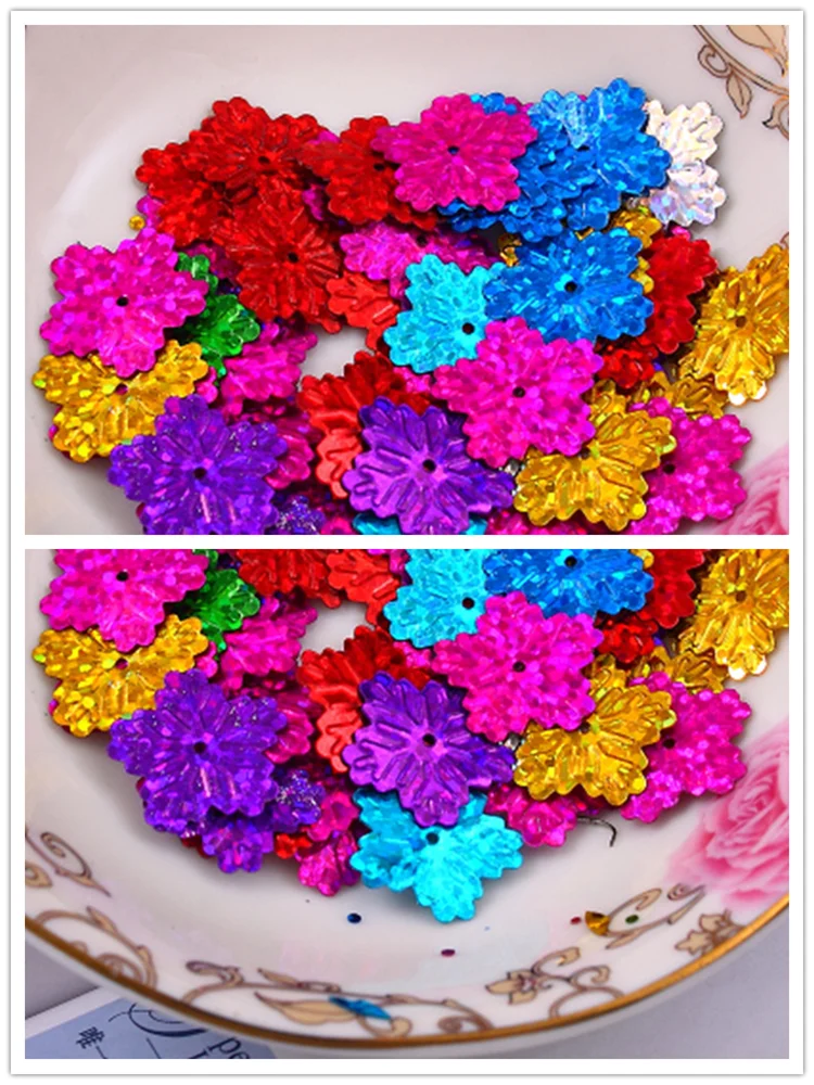 50Pcs/Bag 17mm Calabash Flake Sequins Laser Mixed Sequin PVC Paillettes Sewing Wedding Craft Costume DIY Lentejuelas Accessories