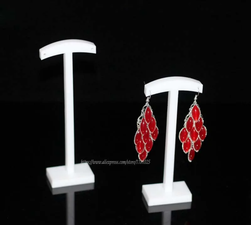 High Quality 2pcs/set White Acrylic Earrings Holder Earrings  Showcase Jewelry Display Stand Earring Showing Rack Shelf