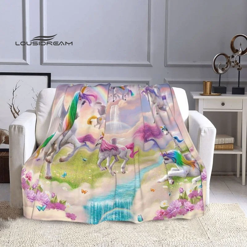 

Unicorn 3D printing Flannel Children and adults Throw blanket Fashion Fluffy blankets for beds Sofa Air Conditioner Sheet