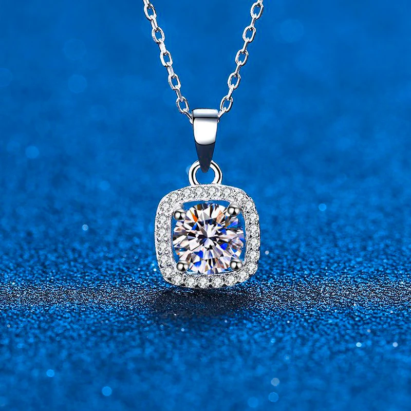 Imagem -03 - Real Moissanite Halo Colar de Pingente para Mulheres Jóias de Prata Esterlina Vvs Lab Diamond Presente de Aniversário para Meninas 1ct 2ct