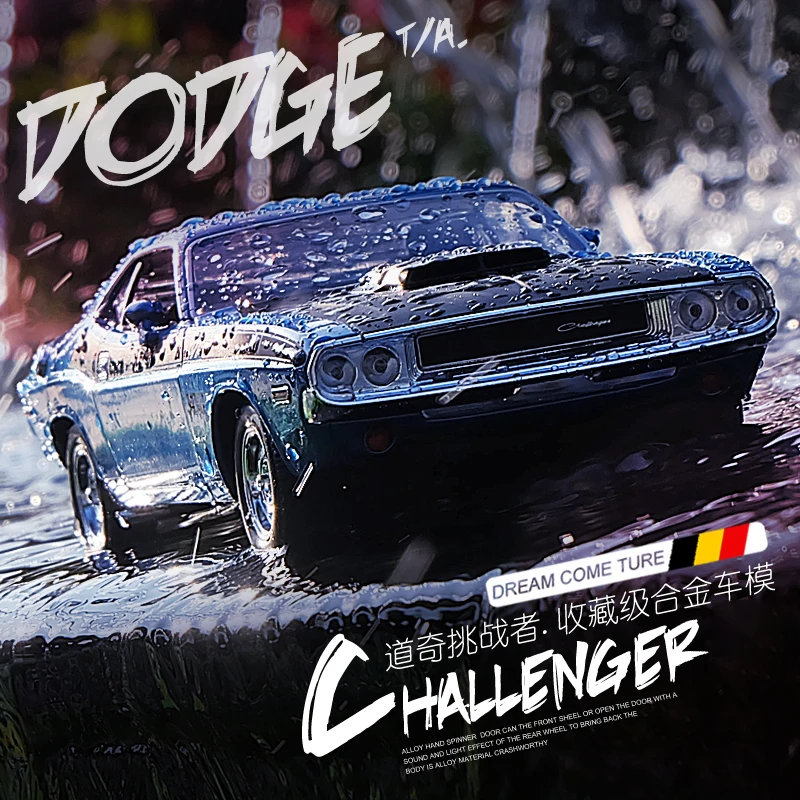 WELLY 1:24 Dodge Challenger T/A 1970  Muscle Car Alloy Car Model Diecast Toy Vehicle High Simitation Cars Toys For Children Gift