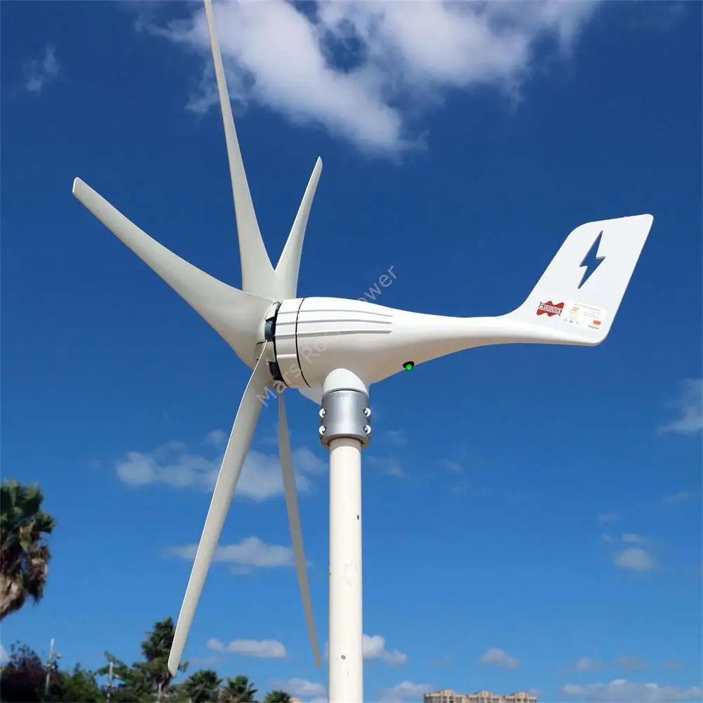 600W 12V 24V Wind Turbine Generator 3 5 Blades Residential AC Hawt Wind Mill with Free MPPT Controller Charging Indicator LED