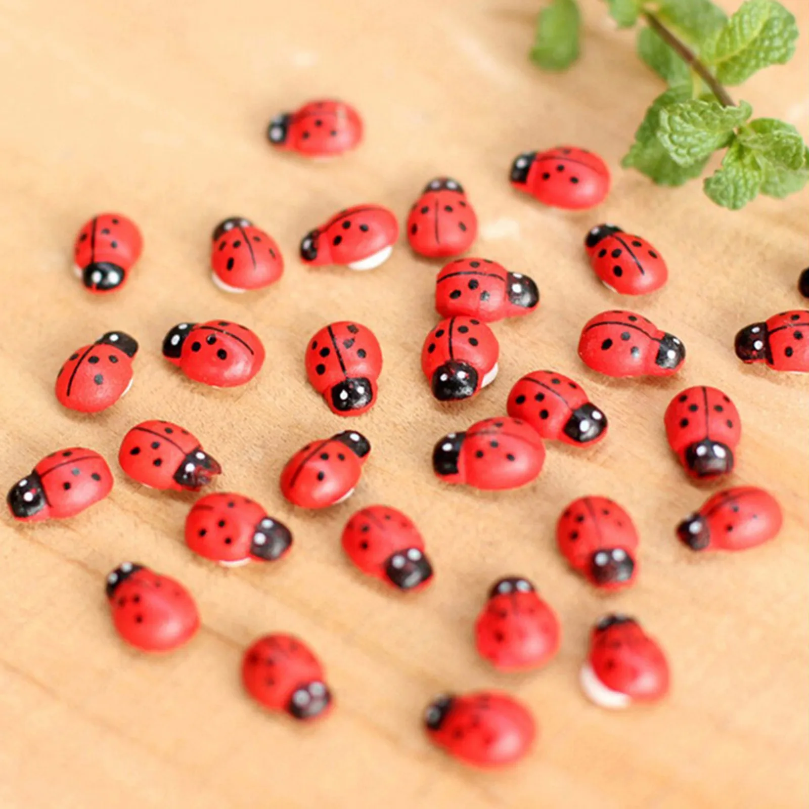 10PCS Ladybug Miniature Figurine Garden Ornament Resin Little Coccinella Home Office Decoration DIY Crafts Micro Landscape