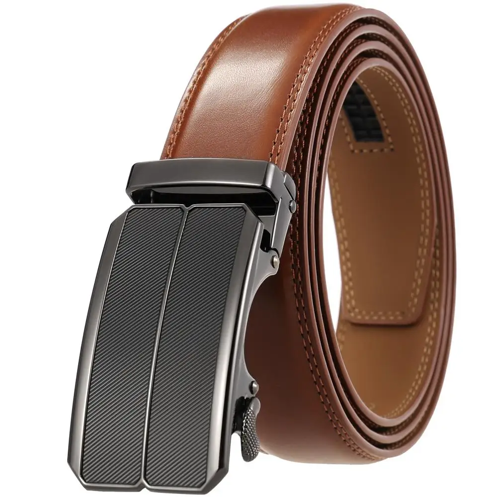 men leather belt automatic buckle more color adjustable Genuine Leather Black Belts Cow Leather Belt for men 3.5cm Width