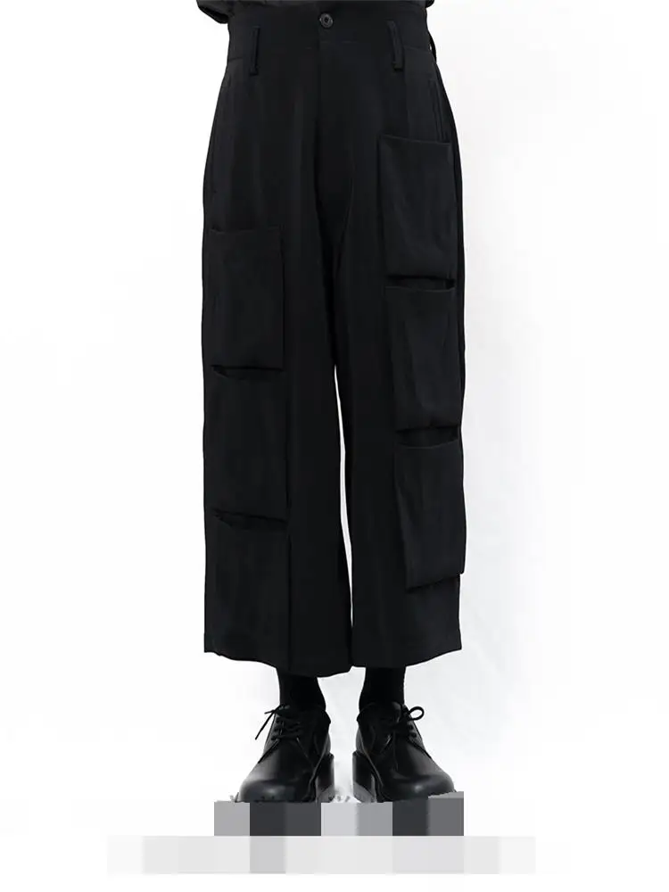 

Men's Casual Pants Wide Leg Pants Straight Pants Spring And Autumn New Black Side Pocket Design Loose Fashion Large Size