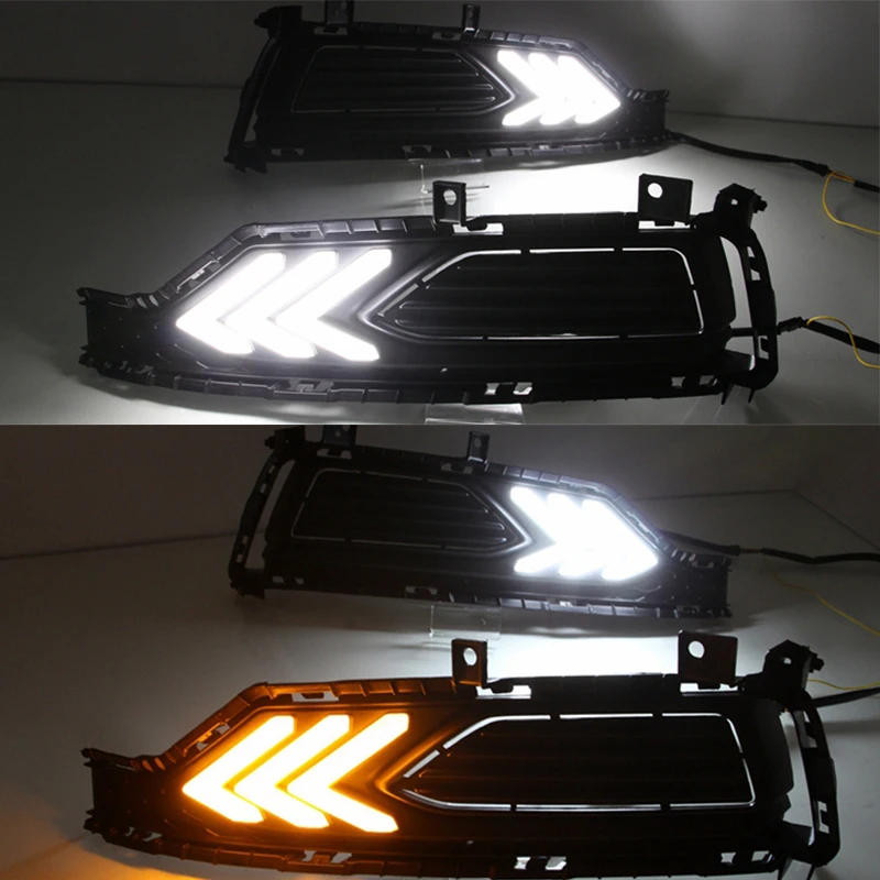 2pcs For Hyundai verna RV 2016-2018 LED DRL daytime running light with dim control yellow turn signal blue night light