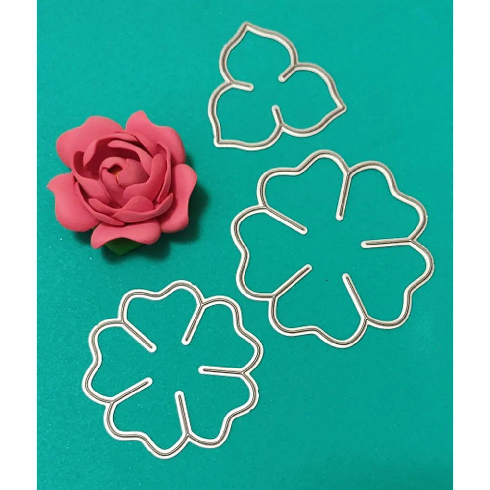 3Pcs Rose Flowers  Metal Cutting Die for Craft Dies Stencil Template Scrapbooking Embossing Knife Mould Punch Making Cards Dies