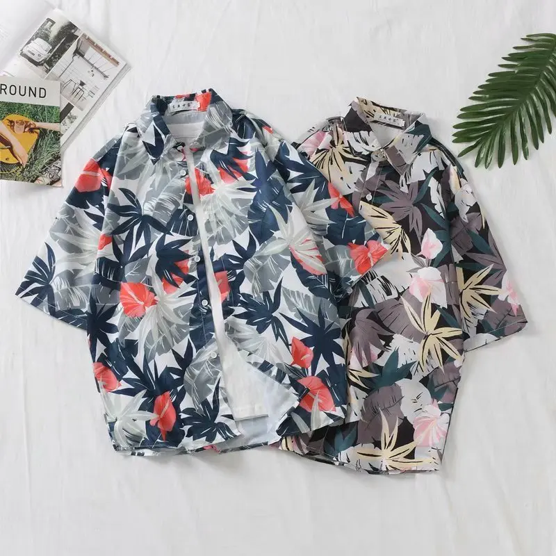 Brand Summer Hot Selling Hawaiian Men's Hawaii Beach Shirt, Men Short Sleeve Floral Loose Casual Shirts Fast Drying M-3XL