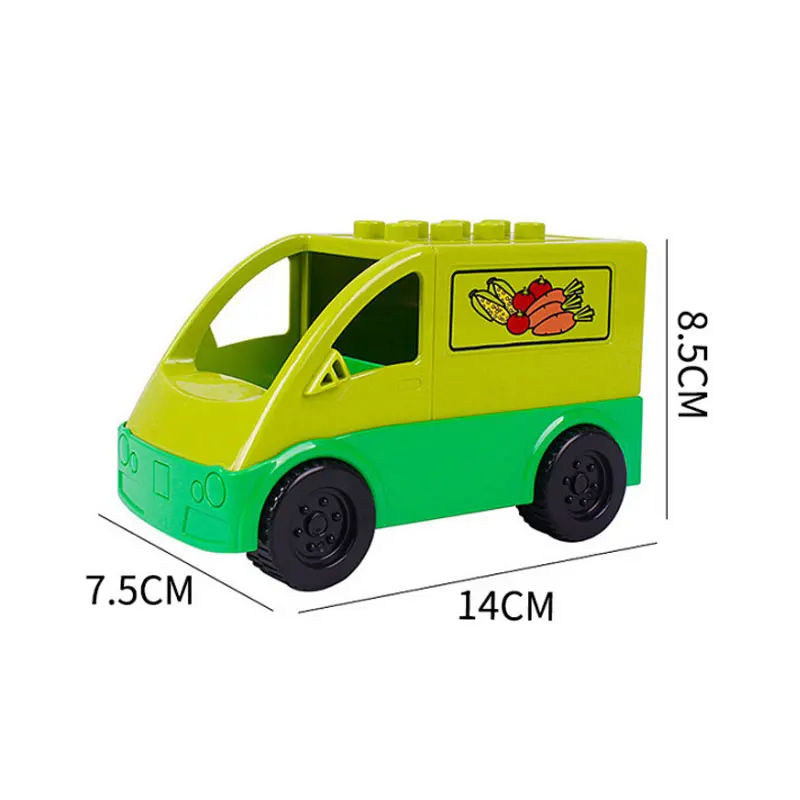 30 Style Yellow School Bus Car Diy Bricks Vehicle Accessories Compatible Big Size Car Building Block Kids Boys Girls Toys Gifts