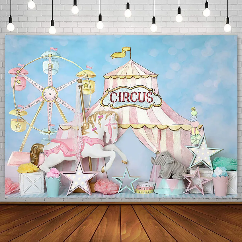 

Avezano Photography Backdground Baby Shower Circus Pink Newborn Kids Birthday Portrait Party Decor Backdrop Photo Studio Props