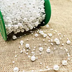 Christmas Decoration Fishing Line Artificial Pearl Beads Chain Garland Flowers Wedding Party Decoration