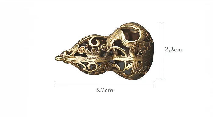 Handmade Pure Brass retro Hollow carved gourd DIY ornament Miniature Fitting Keychain Pendant souvenir Accessories gift a0766