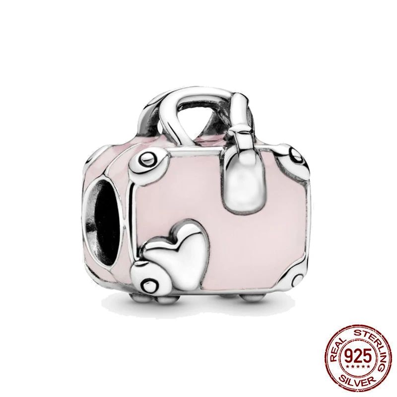 New 925 Sterling Silver Bead Suitcase Charm ​​DIY Fine Beads Fit Original Pandora Charms Bracelet Jewelry