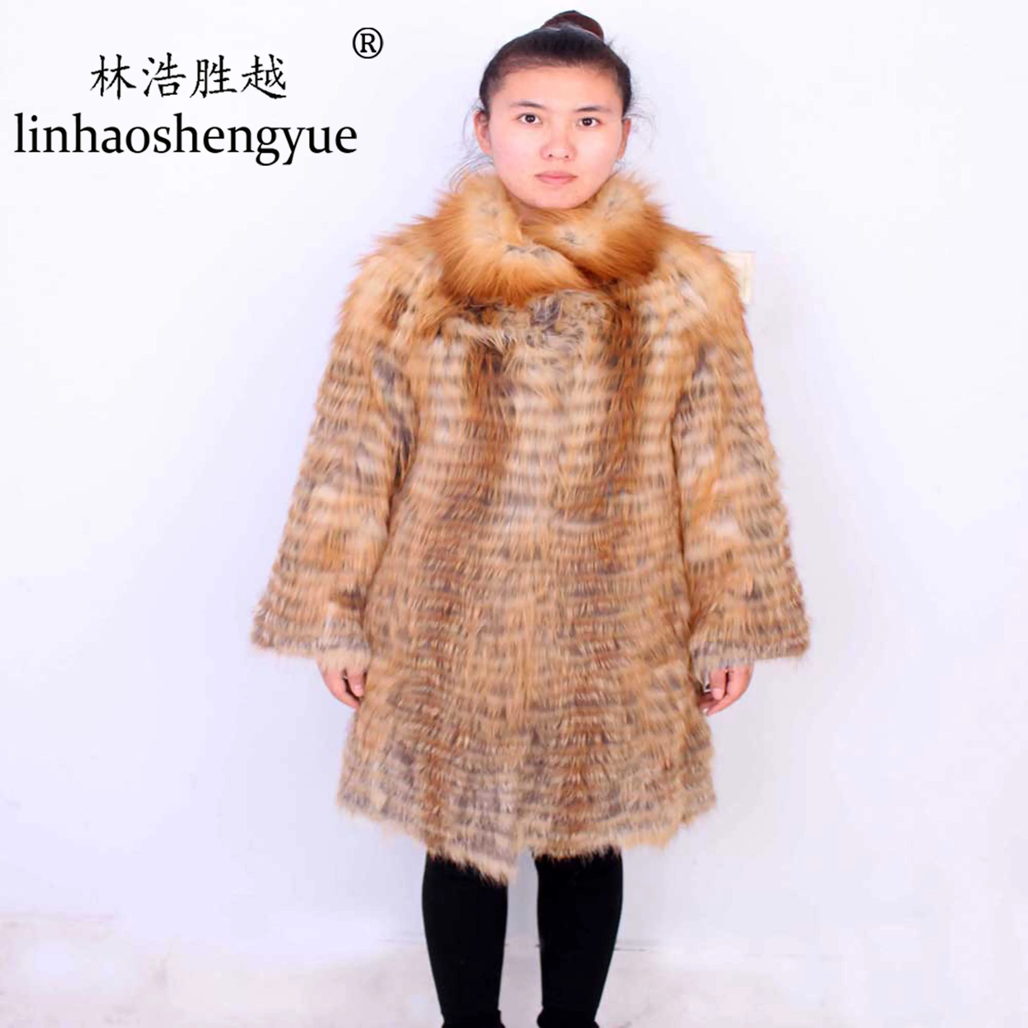 2014 Raccoon Floating Gold Color White Long Sleeved Real Fur Coat