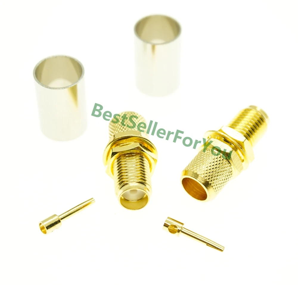 SMA Connector Female Jack Bulkhead Nut Crimp For RG5 RG6 5D-FB LMR300 Cable Straight RF Connector