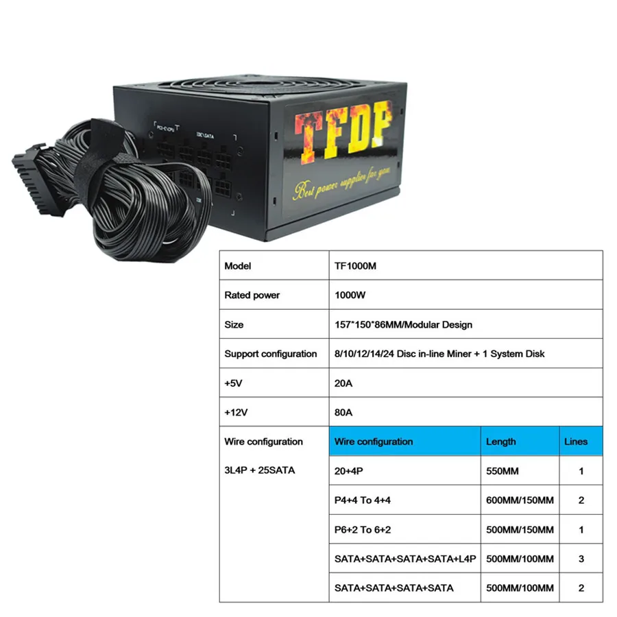 1000W ATX Bergbau Bitcoin Netzteil 25 SATA Chia NETZTEIL PC Quelle Computer ATX Netzteil PC Bitcoin Miner ETH Miner